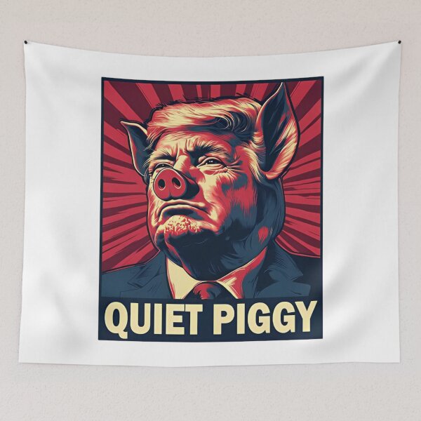 Item preview, Quiet Piggy, Funny Trump Viral Interview Saying Quiet Quiet Piggy to Reporter, Political Parody, Trump Meme designed and sold by judithcooley.