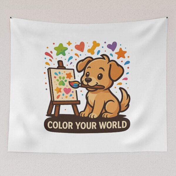 Item preview, Artistic Puppy Painter – “Color Your World” Cute Creative Dog Design designed and sold by PawWave.
