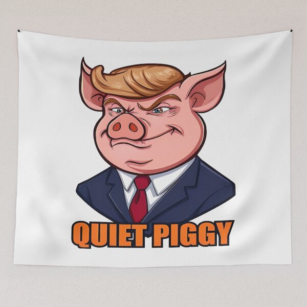 Item preview, Quiet Piggy Political Cartoon – Anti-Trump Satire Pig – Funny Digital Illustration – Humorous Statement Print designed and sold by judithcooley.