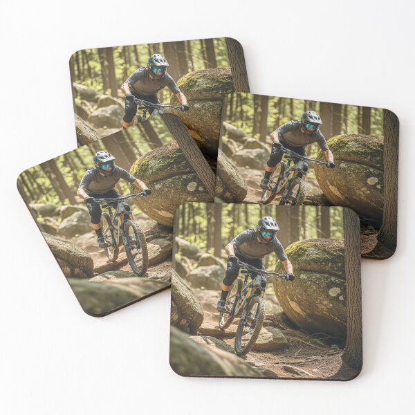 Item preview, Downhill MTB in Dense Forest with Rugged Rocks. designed and sold by Hinson MTB Visuals.