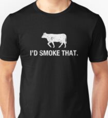 Camiseta unisex Funny I'd Smoke That Cow BBQ Father's Day Grill Lover T Shirt
