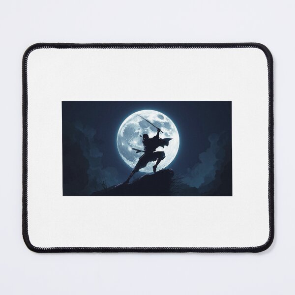 Item preview, “Moonlit Samurai – Silhouette Under the Full Moon” designed and sold by ZenPop Art.