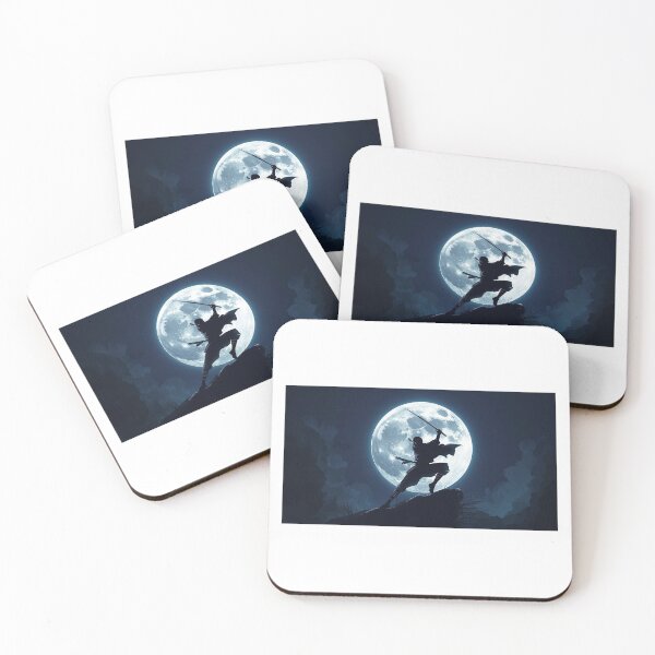 Item preview, “Moonlit Samurai – Silhouette Under the Full Moon” designed and sold by ZenPop Art.