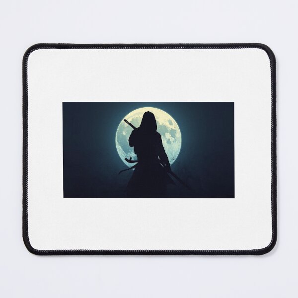 Item preview, “Moonlit Samurai – Silhouette Under the Full Moon” designed and sold by ZenPop Art.