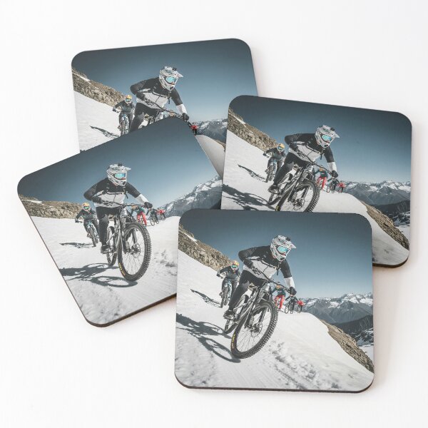 Item preview, Bikers carving down frozen terrain amid a high-stakes alpine race. designed and sold by Hinson MTB Visuals.