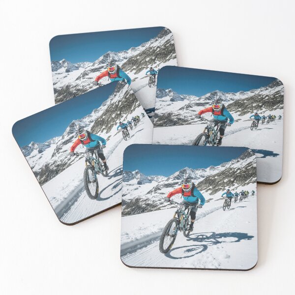 Item preview, Elite bikers charging across a glacier track in a relentless snow-packed race. designed and sold by Hinson MTB Visuals.