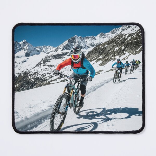 Item preview, Elite bikers charging across a glacier track in a relentless snow-packed race. designed and sold by Hinson MTB Visuals.