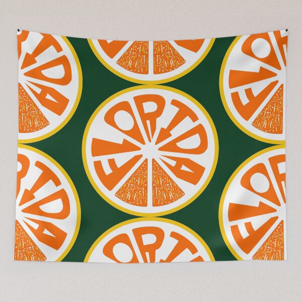 Aperçu de l'œuvre Illustration typographique d'une tranche d'orange de Floride - Agrumes de l'État du Soleil créée et vendue par denip.