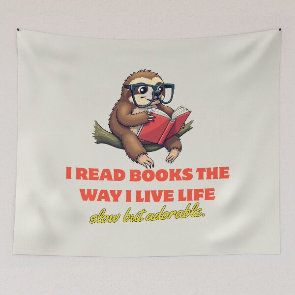Item preview, Cartoon Sloth Wearing Glasses and Reading a Book designed and sold by southerndoll67.