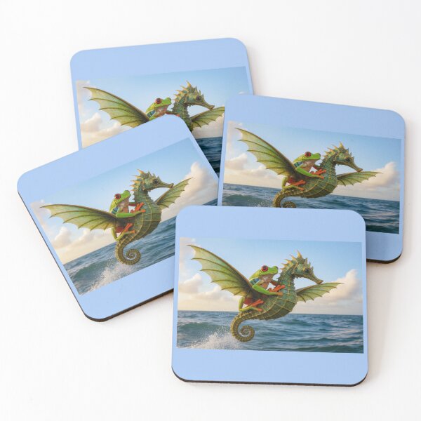Item preview, Red Eyed Tree Frog Riding a Winged Seahorse designed and sold by Tridentulus.
