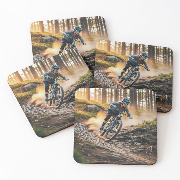Item preview, Fearless Descent Through a Sunlit Pine Forest. designed and sold by Hinson MTB Visuals.