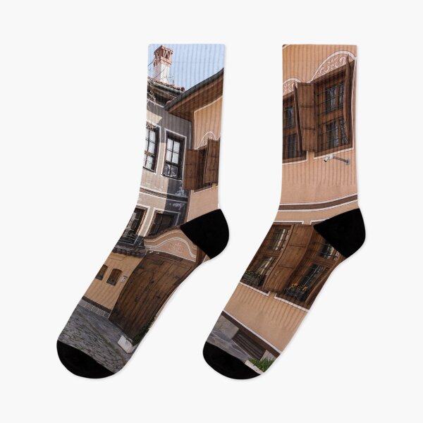 Item preview, Old Town Plovdiv Cobblestoned Street with Traditional National Revival Houses designed and sold by Georgia Mizuleva.