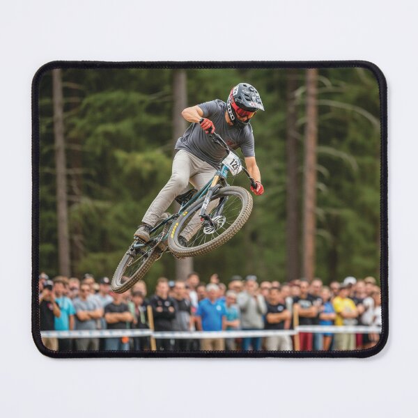 Item preview, Suspended in flight over an oversized wooden stunt ramp. designed and sold by Hinson MTB Visuals.