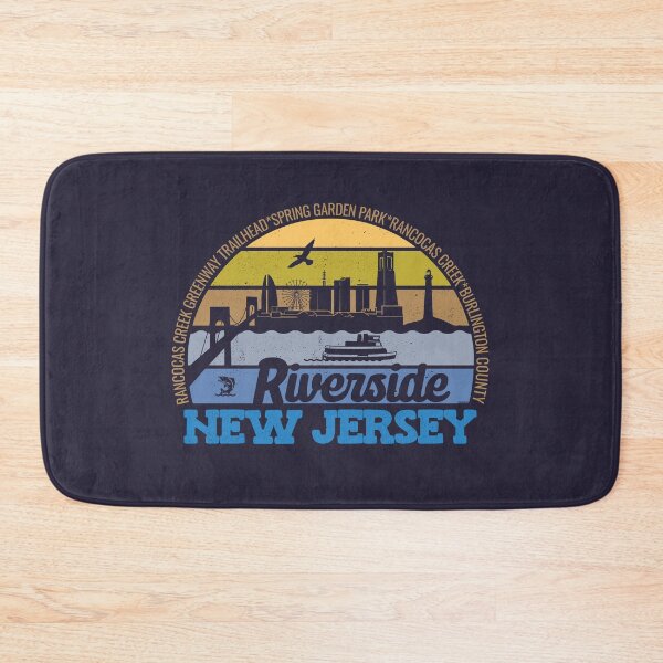 Artikelvorschau, Riverside New Jersey Sunset Retro Vintage Lokalstolz Logo entworfen und verkauft von CRHPOD20.