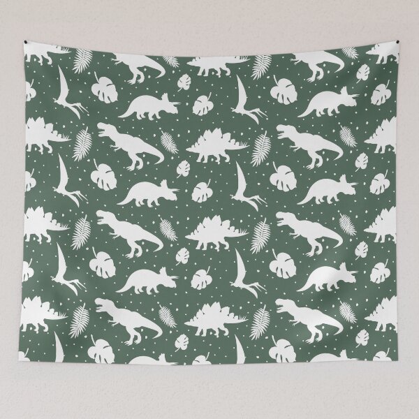 Item preview, Dinosaur Green White Silhouette Modern Elegant Minimalist Design designed and sold by Dream Avenue Media.
