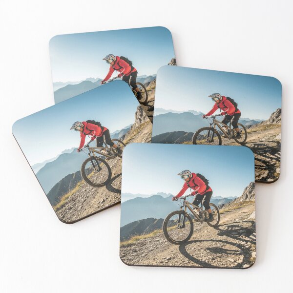 Item preview, Mountain biker riding rugged alpine trail at sunrise. designed and sold by Hinson MTB Visuals.