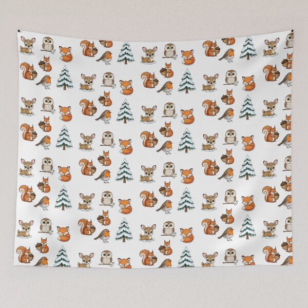 Item preview, Cute Winter Forest Animals Set | Hand-Drawn Christmas Holiday Illustration designed and sold by ebocraft.