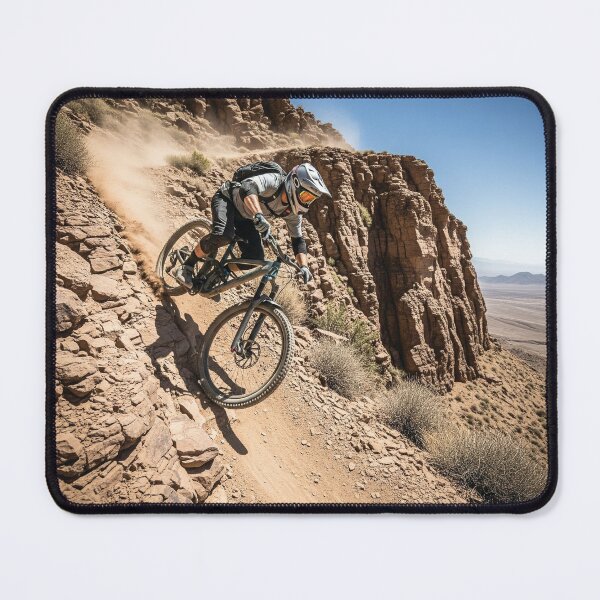 Item preview, Daring mountain biker descending a sheer rocky cliff. designed and sold by Hinson MTB Visuals.