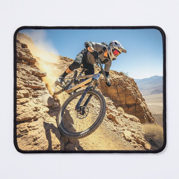 Item preview, Mountain biker descending a near-vertical rocky cliff face. designed and sold by Hinson MTB Visuals.