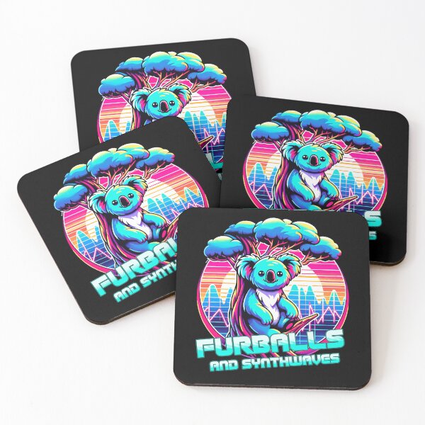 Item preview, FURBALLS AND SYNTHWAVES – Neon Koala Retro Design designed and sold by SunsetReverie.