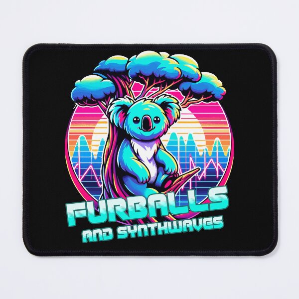 Item preview, FURBALLS AND SYNTHWAVES – Neon Koala Retro Design designed and sold by SunsetReverie.