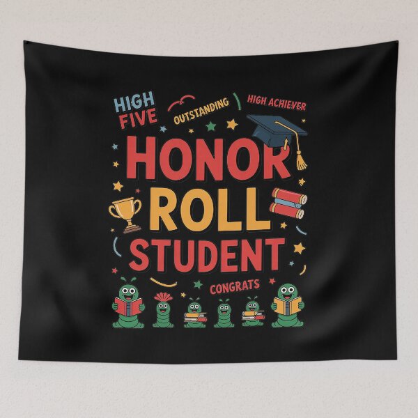 Item preview, Honor Roll Student Gift for Girls & Boys - Black, Small, V-Neck, Short  designed and sold by AmparoBoyle.