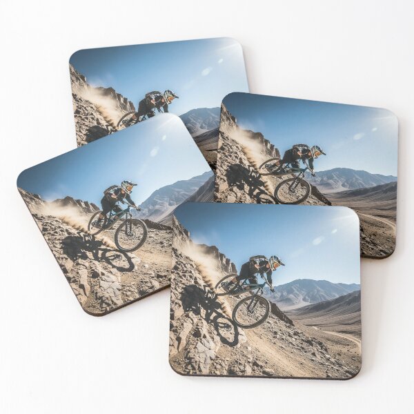 Item preview, Extreme mountain biker tackling a steep, jagged cliffside trail. designed and sold by Hinson MTB Visuals.
