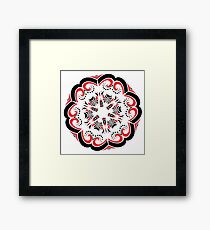Floral Black and Red Round Ornament Framed Print