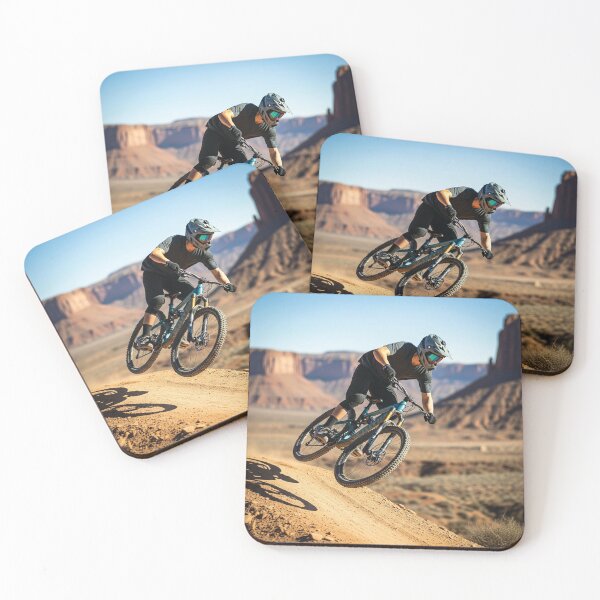 Item preview, Biker catching air on a dusty, hilly desert trail. designed and sold by Hinson MTB Visuals.