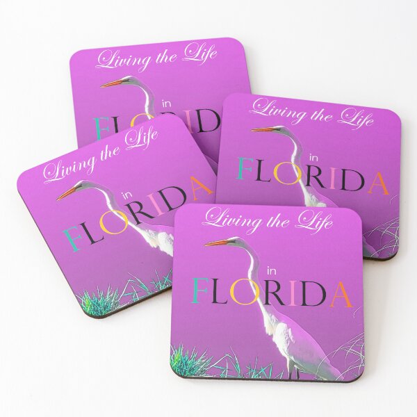 Item preview, Living the Life in Florida- Heron in Marsh vibrant magenta state design designed and sold by ABG Inspirational Art.