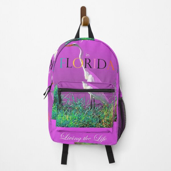 Item preview, Living the Life in Florida- Heron in Marsh vibrant magenta state design designed and sold by ABG Inspirational Art.