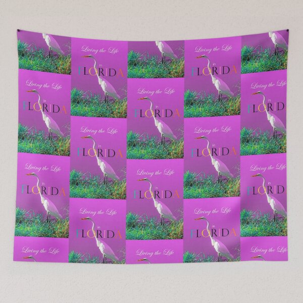 Item preview, Living the Life in Florida- Heron in Marsh vibrant magenta state design designed and sold by ABG Inspirational Art.