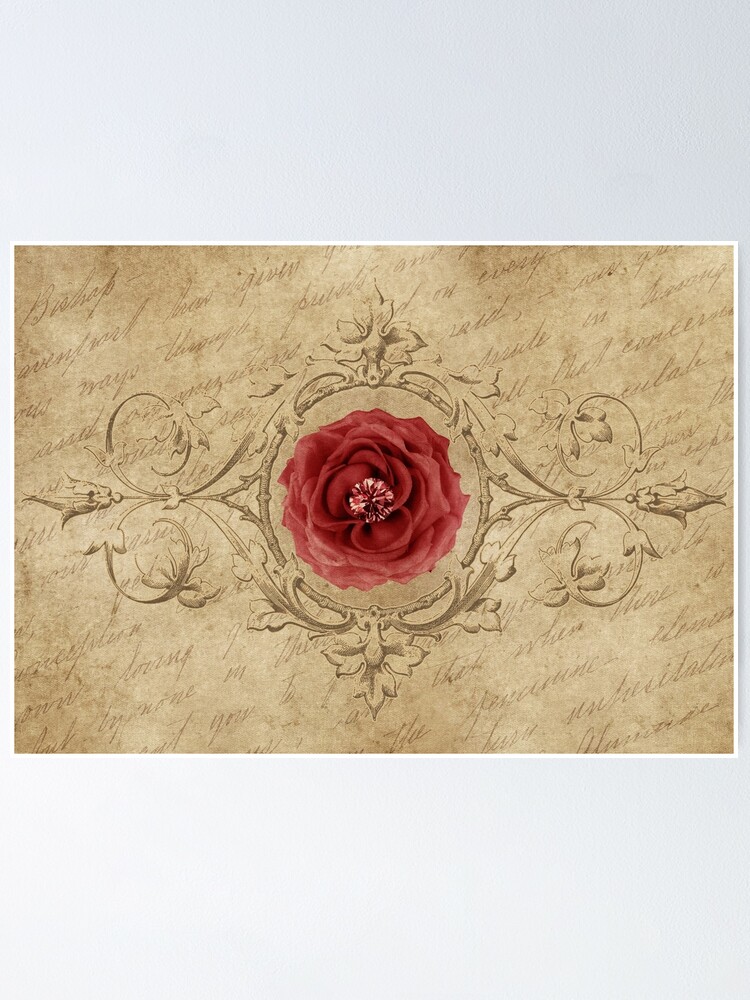 Vintage Shabby Chic Antike Rote Rose Poster Von Thatsmystyle Redbubble