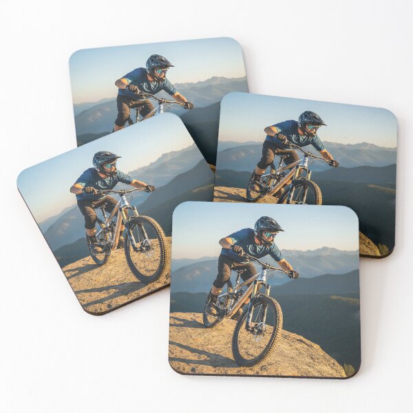 Item preview, Fearless biker navigating a risky rocky cliffside trail. designed and sold by Hinson MTB Visuals.