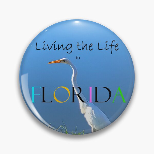 Item preview,  Living the Life in Florida- Heron in Marsh vibrant blue state design designed and sold by ABG Inspirational Art.
