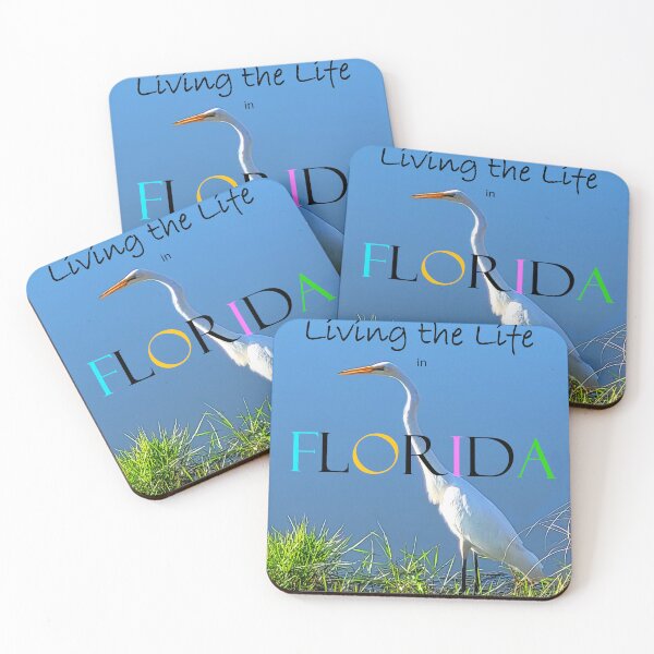 Item preview,  Living the Life in Florida- Heron in Marsh vibrant blue state design designed and sold by ABG Inspirational Art.