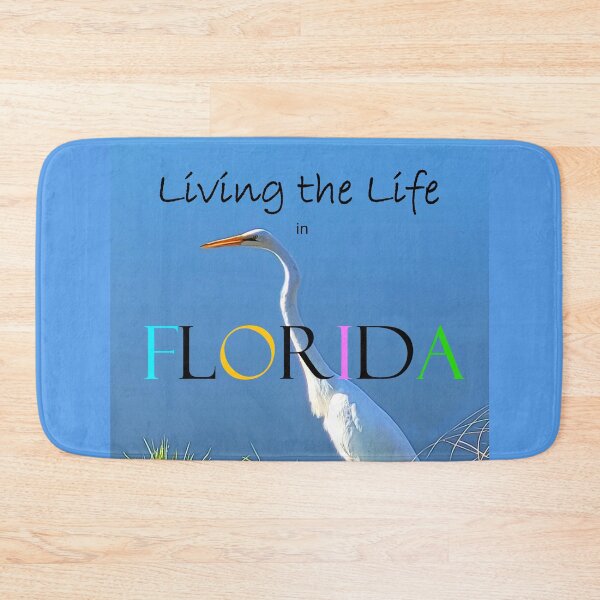 Item preview,  Living the Life in Florida- Heron in Marsh vibrant blue state design designed and sold by ABG Inspirational Art.