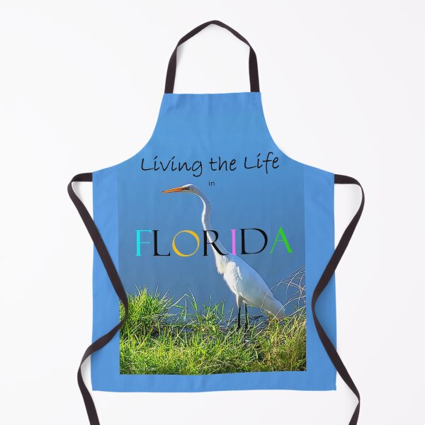 Item preview,  Living the Life in Florida- Heron in Marsh vibrant blue state design designed and sold by ABG Inspirational Art.