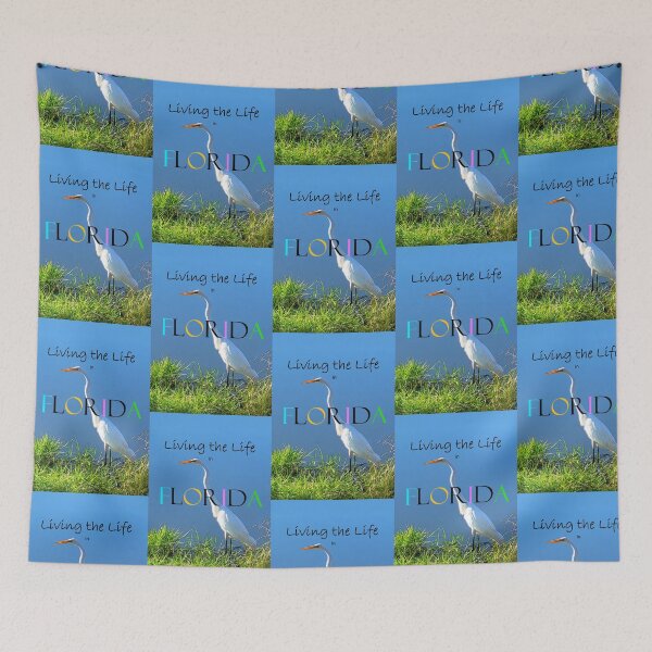 Item preview,  Living the Life in Florida- Heron in Marsh vibrant blue state design designed and sold by ABG Inspirational Art.