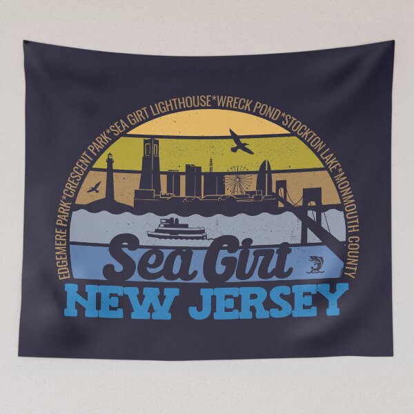 Artikelvorschau, Sea Girt New Jersey Sunset Retro Vintage Lokalstolz Logo entworfen und verkauft von CRHPOD20.