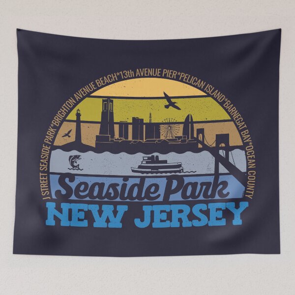 Artikelvorschau, Seaside Park New Jersey Sonnenuntergang Retro Vintage Lokalstolz Logo entworfen und verkauft von CRHPOD20.