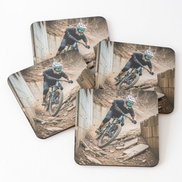Item preview, Biker racing through a collapsing, dizzying urban downhill path. designed and sold by Hinson MTB Visuals.