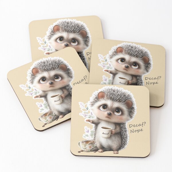 Item preview, Cute Hedgehog Coffee – Decaf? Nope designed and sold by PaintbrushPlace.