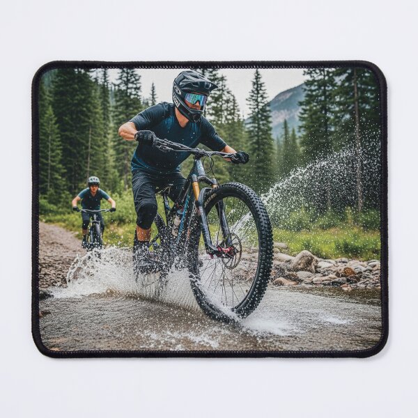 Item preview, Bikers carving through a shallow river. designed and sold by Hinson MTB Visuals.