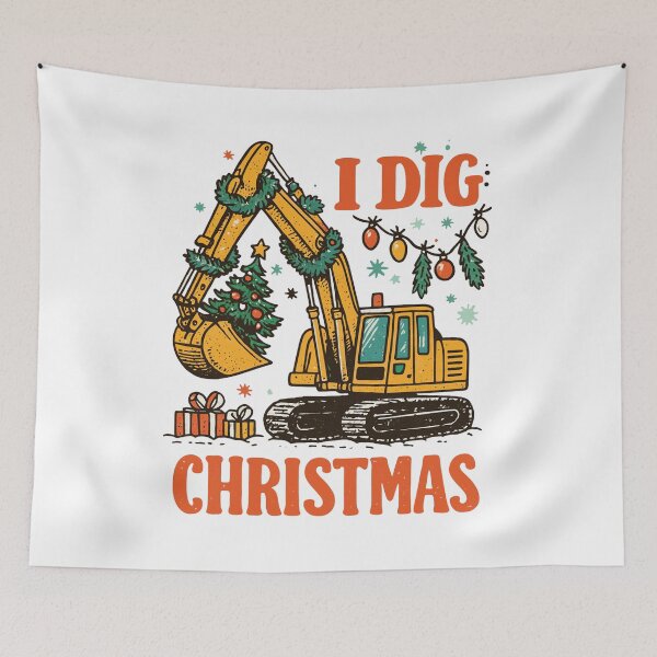 Item preview, I Dig Christmas, Funny Xmas, Excavator, Christmas, Funny Santa, Holiday designed and sold by toongstudio.