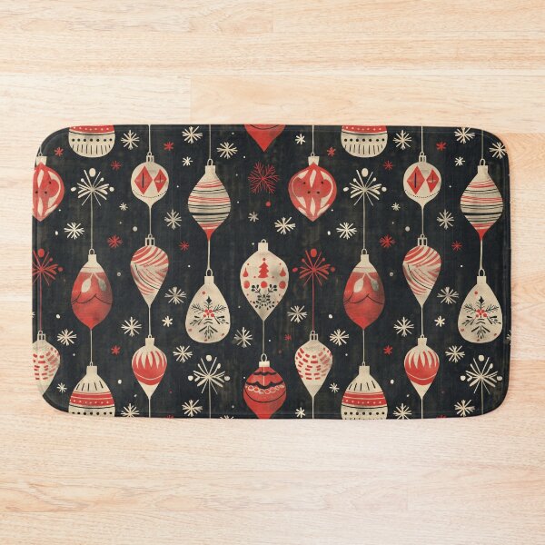 Item preview, Retro Christmas Ornament Pattern in Red and Cream on Dark Background designed and sold by Teeny Quities.