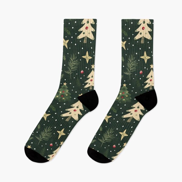Item preview, Festive Christmas Tree and Holly Seamless Pattern on Dark Green designed and sold by Teeny Quities.