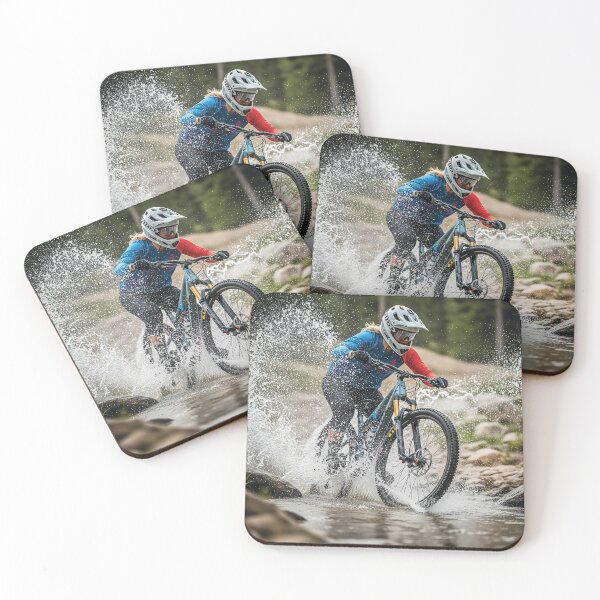 Item preview, Crossing a shallow river on a demanding trail. designed and sold by Hinson MTB Visuals.