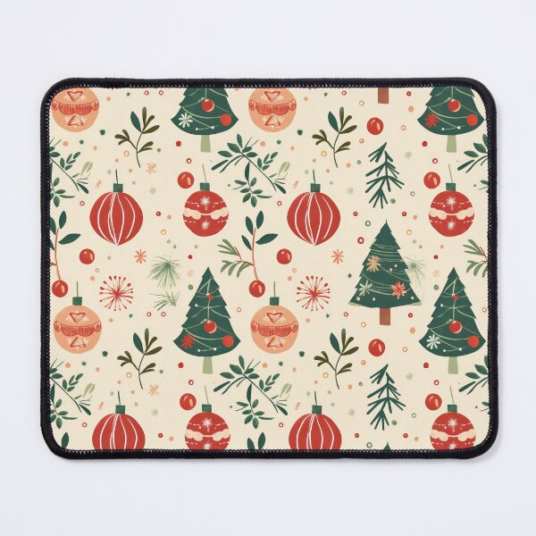 Item preview, Cheerful Christmas Trees and Ornaments Seamless Pattern on Cream designed and sold by Teeny Quities.