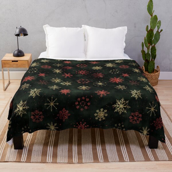 Item preview, Gold and Red Snowflakes Seamless Christmas Pattern on Dark Green designed and sold by Teeny Quities.